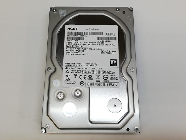 【中古】HGST HDS724040ALE640 4TB/7200rpm/64MB/6Gbps【川崎】保証期間１週間
