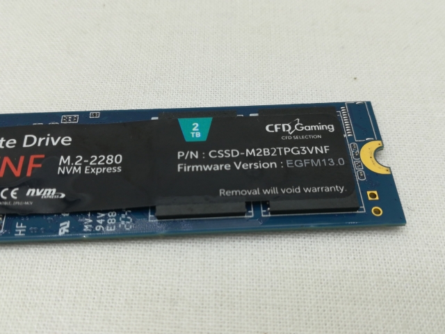 中古】CFD PG3VNF（CSSD-M2B2TPG3VNF） 2TB/M.2 2280(PCIe4.0 NVMe