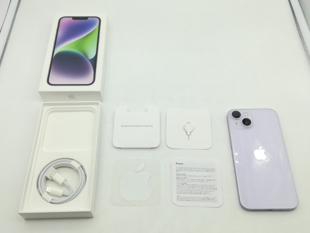 【中古】Apple 国内版 【SIMフリー】 iPhone 14 128GB パープル MPUY3J/A【福岡筑紫】保証期間１ヶ月【ランクA】