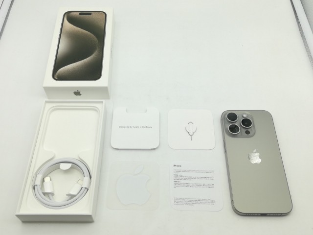 【中古】Apple 国内版 【SIMフリー】 iPhone 15 Pro 128GB ナチュラルチタニウム MTU93J/A【福岡筑紫】保証期間１ヶ月【ランクA】