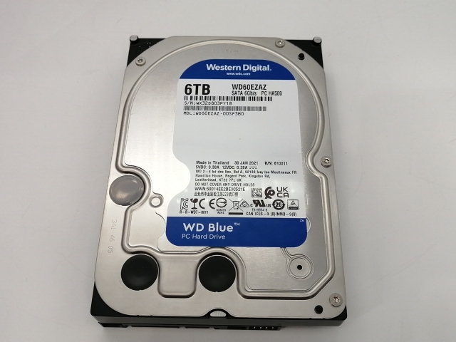 【中古】W.D. WD60EZAZ WD Blue 6TB/5400rpm/256MB/6Gbps【小倉駅前】保証期間１週間