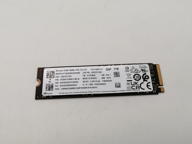 【中古】各社 1TB SSD  (M.2 2280/PCIe5.0 NVMe)【広島本通】保証期間１週間