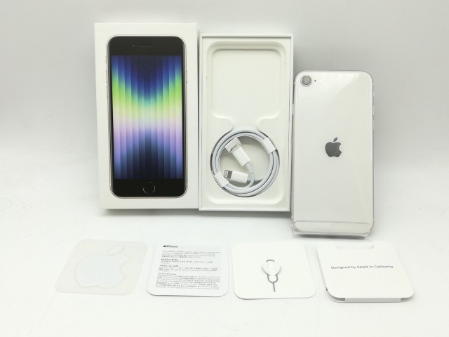 【中古】Apple SoftBank 【SIMフリー】 iPhone SE（第3世代） 64GB スターライト MMYD3J/A【広島】保証期間１ヶ月【ランクA】