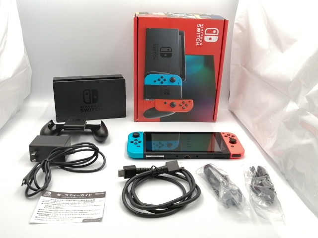 中古】Nintendo Switch 本体 Joy-Con(L) ネオンブルー/(R