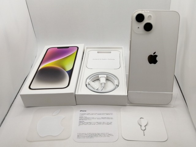 【中古】Apple 国内版 【SIMフリー】 iPhone 14 128GB スターライト MPUQ3J/A【熊本】保証期間１ヶ月【ランクA】