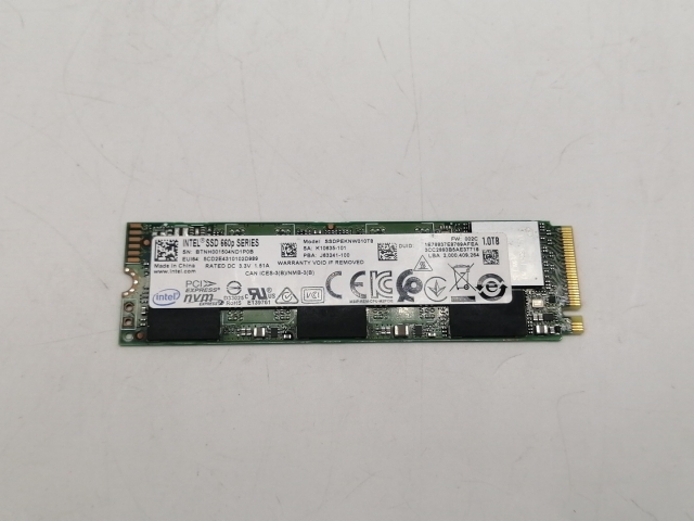 【中古】Intel SSD 660p SSDPEKNW010T8X1 1TB/M.2 2280(PCIe3.0 NVMe)/QLC【町田】保証期間１週間