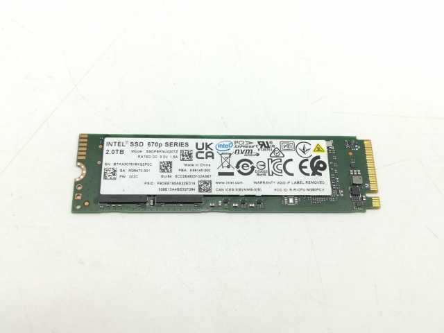 【中古】Intel Intel SSD 670p(SSDPEKNU020TZX1) 2TB/M.2 2280(PCIe3.0 NVMe)/QLC 【町田】保証期間１週間