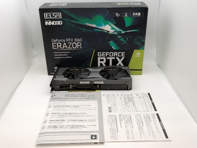 【中古】ELSA GeForce RTX 3060 ERAZOR (GD3060-12GEREZ) RTX3060/12GB(GDDR6)/PCI-E【三宮センター】保証期間１週間