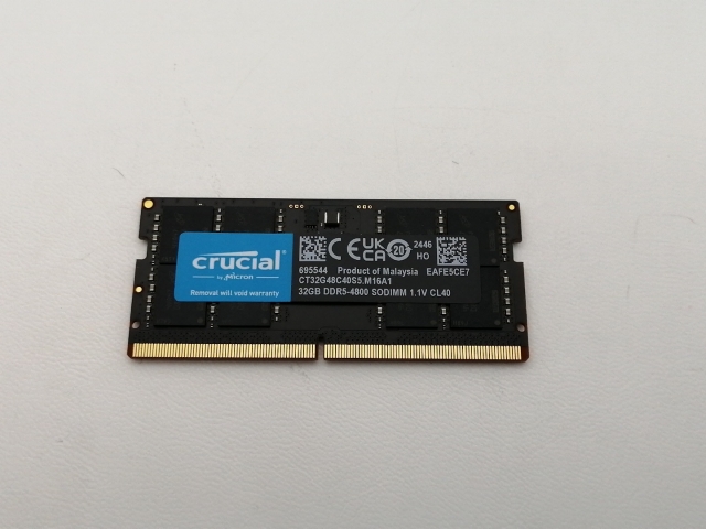 【中古】262PIN SODIMM 32GB DDR5-4800(PC5-38400)【ノートPC用】【三宮センター】保証期間１週間