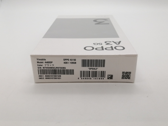 未使用 OPPO A3 5G SIMフリー端末 ブラック ほぼ新品未使用】OPPO A3