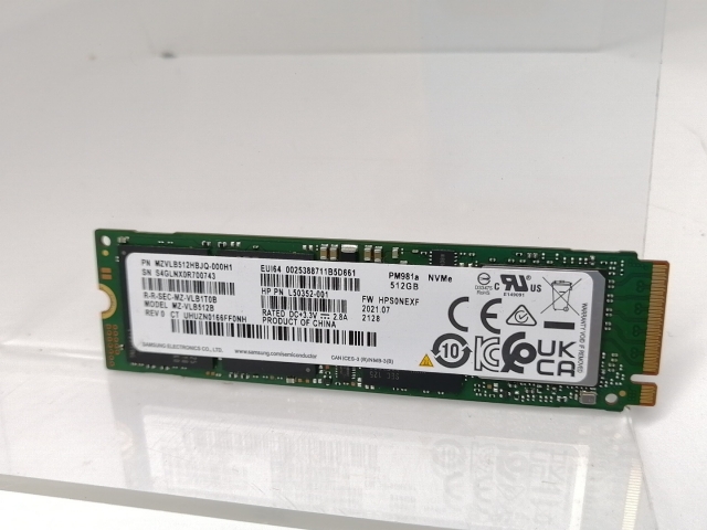 【中古】各社 512GB SSD (M.2 2280/PCIe3.0 NVMe)【高崎モントレー】保証期間１週間