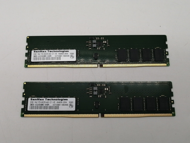 【中古】DDR5 32GB 2枚組（合計64GB） DDR5-6400(PC5-51200)【デスクトップPC用】【吉祥寺】保証期間１週間