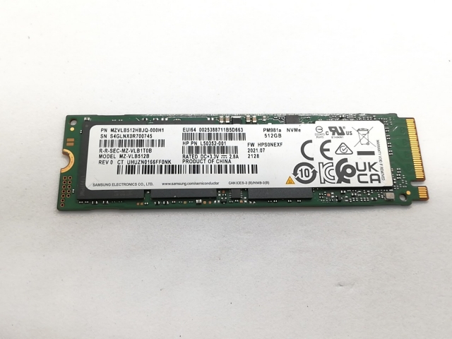 【中古】各社 512GB SSD (M.2 2280/PCIe3.0 NVMe)【高崎モントレー】保証期間１週間