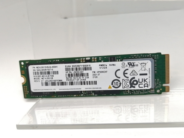 【中古】各社 512GB SSD (M.2 2280/PCIe3.0 NVMe)【高崎モントレー】保証期間１週間
