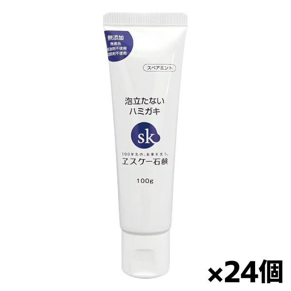ヱスケー石鹸 泡立たないハミガキ 100g スペアミント味(無添加（無着色、防腐剤不使用) x24個