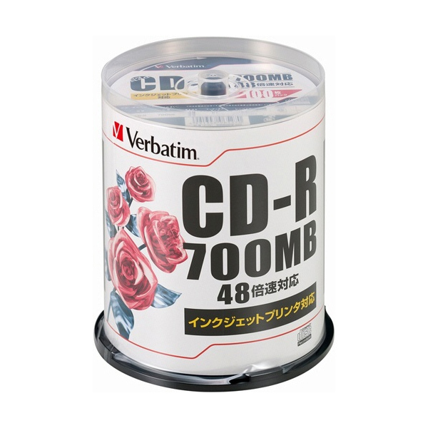 [三菱化学メディア]データ用CD-R 100枚 スピンドル 1回記録タイプ 48倍速対応[SR80PP100]