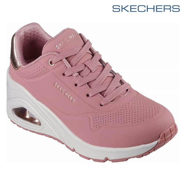 【送料無料】SKECHERS スケッチャーズ レディース UNO ウノ ウェッジハイステップス レザーアッパー メタリックデュラレザー 厚底ウェ・