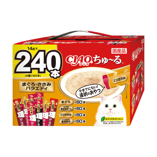 CIAO ちゅ〜る まぐろ・ささみバラエティ(14g x240本入り)(キャットフード 猫用ごはん おやつ チュール)