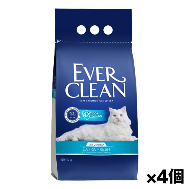 エバークリーン 無香タイプ 4.2L x4個(猫用 ベントナイト 鉱物 猫砂)