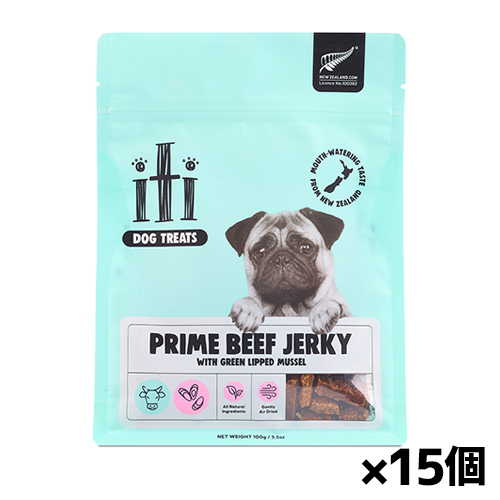 [iti イティドッグ]ドッグトリーツ ビーフジャーキー 腸内ケア 100g x15個(犬用おやつ ビーフ リンゴ酢配合 ニュージーランド産)