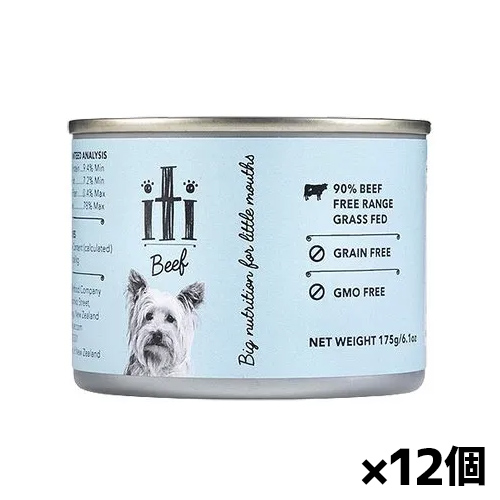 [iti イティドッグ]ビーフ 缶 175g x12個(ドッグフード 犬用ごはん お肉を90％以上使用 ニュージーランド産 セミモイストフード 穀物不