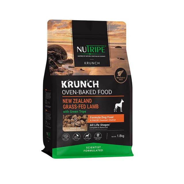 ドライフード クランチ オーブンベークド ラムwithグリーントライプ 1.8kg 犬 総合栄養食 ニュートライプ(ペット用品 犬　フード ドラ・