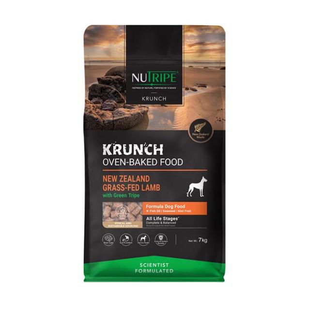 ドライフード クランチ オーブンベークド ラムwithグリーントライプ 7kg 犬 総合栄養食 ニュートライプ(ペット用品 犬　フード ドライ)