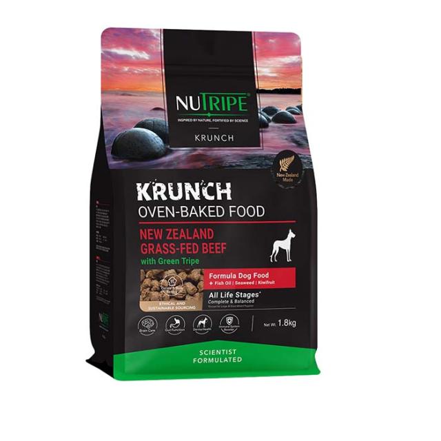 ドライフード クランチ オーブンベークド ビーフwithグリーントライプ 1.8kg 犬 総合栄養食 ニュートライプ(ペット用品 犬　フード ド・