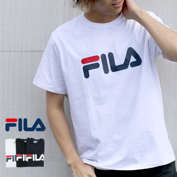 送料無料 Tシャツ 半袖 メンズ Fila フィラ スポーティ カジュアル ホワイト ブラック ネイビー M L Llの通販はau Wowma マルカワ