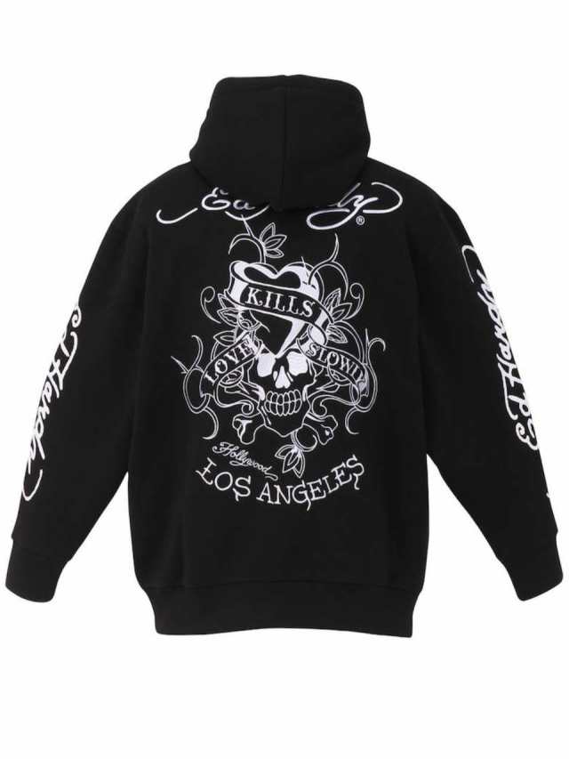 【入手困難】Ed hardy パーカー　紫　ドクロ　ド派手　スカル 総柄