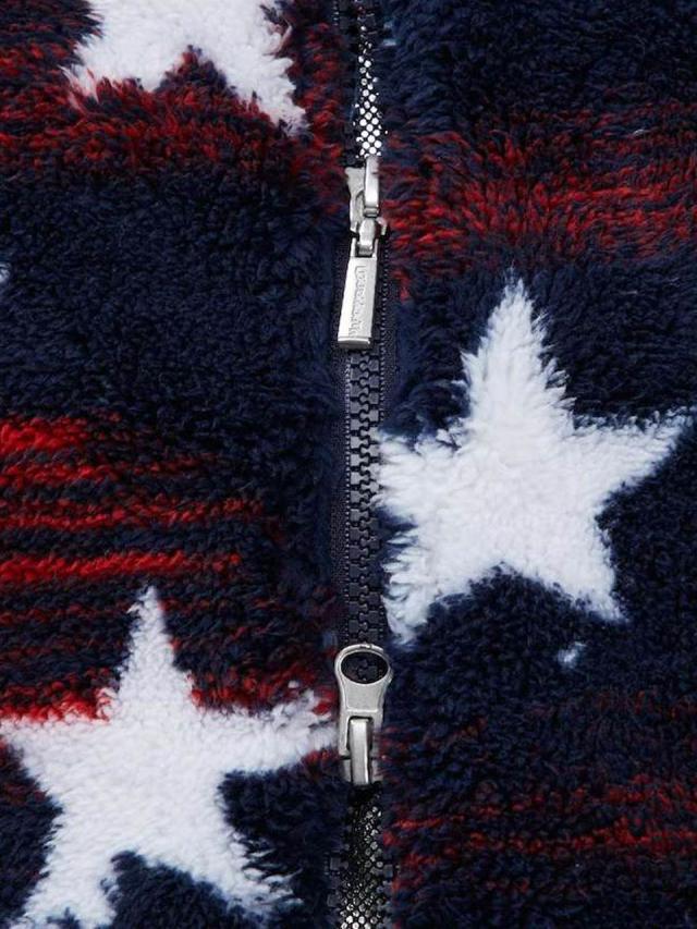 フリースジャケット 総柄 大きいサイズ メンズ 蓄熱 暖か ボアブルゾン スター 星柄 お洒落 C041005-01の通販は