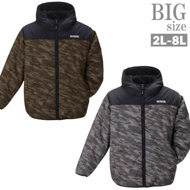 中綿ジャケット 大きいサイズ メンズ キルト カモフラ 迷彩 暖か 冬用 ツートン OUTDOOR C041118-02