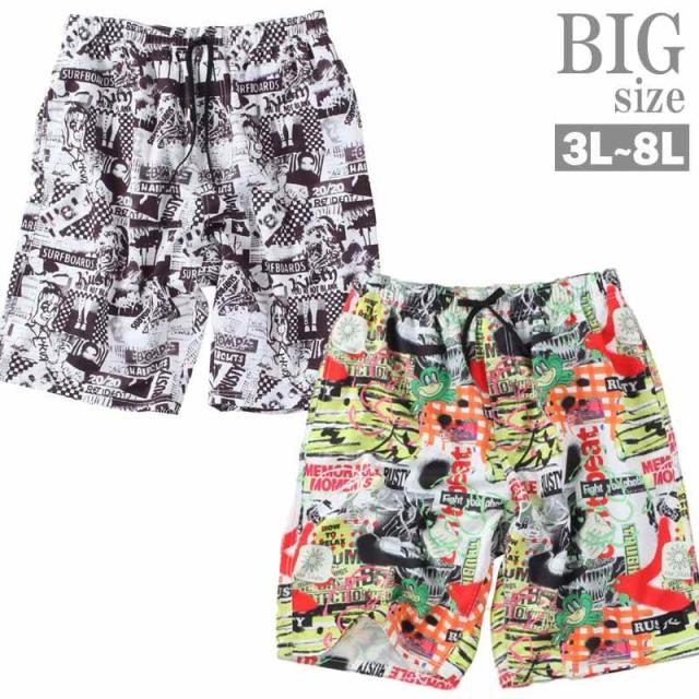 サーフパンツ 大きいサイズ メンズ 海パン 海水パンツ 総柄 RUSTY メッシュサポーター C050502-02の通販は