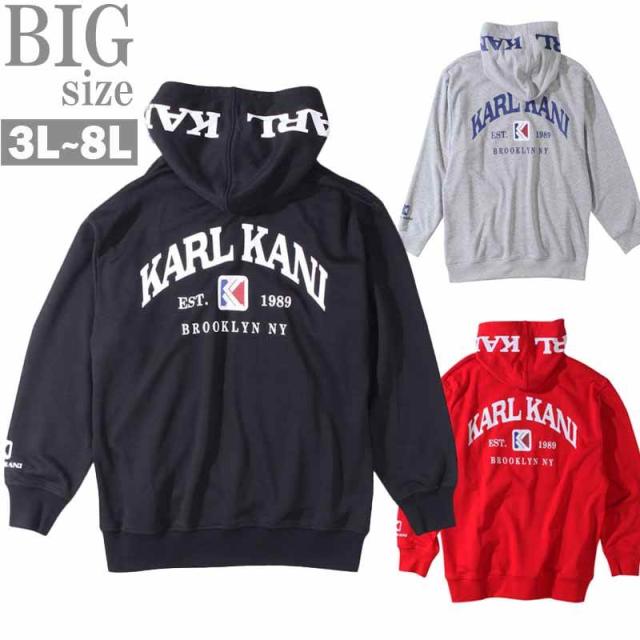パーカー 大きいサイズ メンズ ロゴプリント KARL KANI フルジップ お洒落パーカ デザイン C050825-02の通販は