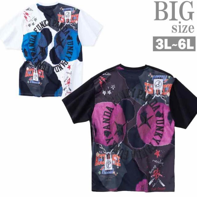 プリントTシャツ FUNKY PANDA 大きいサイズ メンズ パンダ エンボス お洒落 かわいい C060319-05