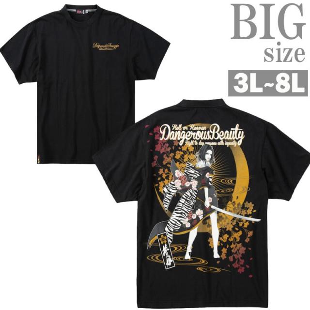 プリントTシャツ 大きいサイズ メンズ 抜刀娘 ガールプリント 凛誘惑 絡繰魂 刺繍 デザイン C070227-03