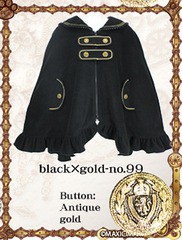 送料無料/[APPAREL]/マキシマム/ネコミミ魔導師にゃんケープ ブラック x アンティークゴールド (F) ゴスロリ・パンク/MAXICIMAM