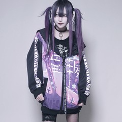 送料無料/[APPAREL]/セックスポットリベンジ/ZOMBIE DOLL NYLON ブルゾン 黒×フルカラー (M) ゴスロリ・パンク/SEX POT ReVeNGe