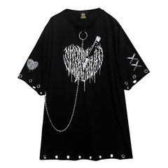 送料無料/[APPAREL]/リッスンフレーバー/ハートを切り裂く ハトメチェーントップス BLACK (F) ゴスロリ・パンク/LISTEN FLAVORの通販は