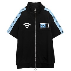 送料無料/[APPAREL]/リッスンフレーバー/只今充電中半袖ジャージ BLACK (F) ゴスロリ・パンク/LISTEN FLAVOR