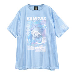送料無料/[APPAREL]/リッスンフレーバー/サイバードクロ メッシュレイヤー Tシャツ LIGHT BLUE (F) ゴスロリ・パンク/LISTEN FLAVORの通販は