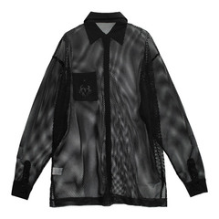 APPAREL]/リッスンフレーバー/闇のメタルハート メッシュシャツ BLACK 