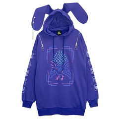 送料無料/[APPAREL]/リッスンフレーバー/麻雀 うさ耳パーカー BLUE PURPLE (F) ゴスロリ・パンク/LISTEN FLAVOR