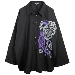 [APPAREL]/ディオラート/オーバーサイズ シャツ [シンゾウ] ブラック×パープル (L) ゴスロリ・パンク/Deorart APPAREL]/ディオラート/オーバーサイズ シャツ [シンゾウ] ブラック