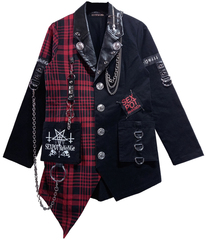 [APPAREL]/セックスポットリベンジ/CUSTOM SATANIC CROSS PUNKISH ジャケット 黒＋赤チェック (L) ゴスロリ・パンク/SEX POT ReVeNGe_1