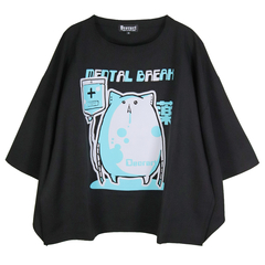 送料無料/[APPAREL]/ディオラート/オーバーサイズ・着物袖 プリントTシャツ [ テンテキバルーン ] ブラック×ミント (M) ゴスロリ・パンク/Deorartの通販は