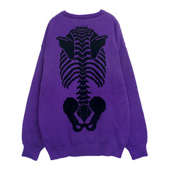 APPAREL]/リッスンフレーバー/ホネホネ骸骨ニット PURPLE (F) ゴスロリ