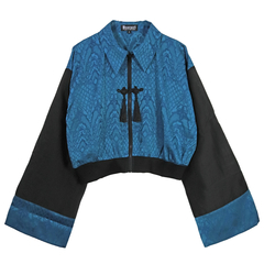 [APPAREL]/ディオラート/袖 シアー・チャイナ柄トッパー [中華柄] ブルー (L) ゴスロリ・パンク/Deorart APPAREL]/ディオラート/袖 シアー・チャイナ柄トッパー [中華柄