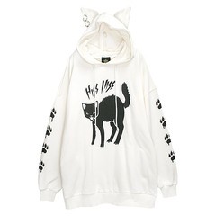 送料無料/[APPAREL]/リッスンフレーバー/やんのかステップ 猫耳パーカー WHITE (F) ゴスロリ・パンク/LISTEN FLAVOR