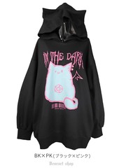 送料無料/[APPAREL]/ディオラート/オーバーサイズ ・プリントプルパーカー [ NEKOLA ] ブラック x ピンク (F) ゴスロリ・パンク/Deorart